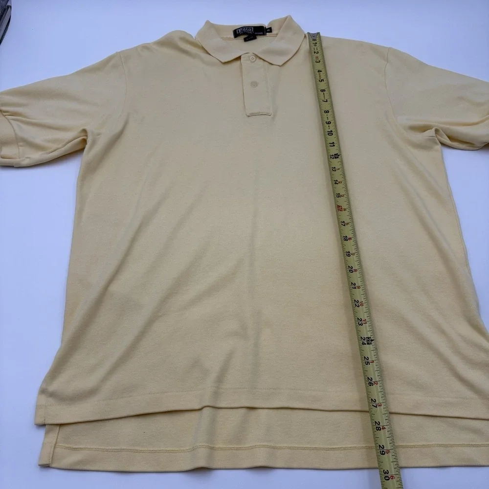 Vintage Polo Ralph Lauren Shirt XL Made in USA Yellow Blue Pony 90s Cotton
